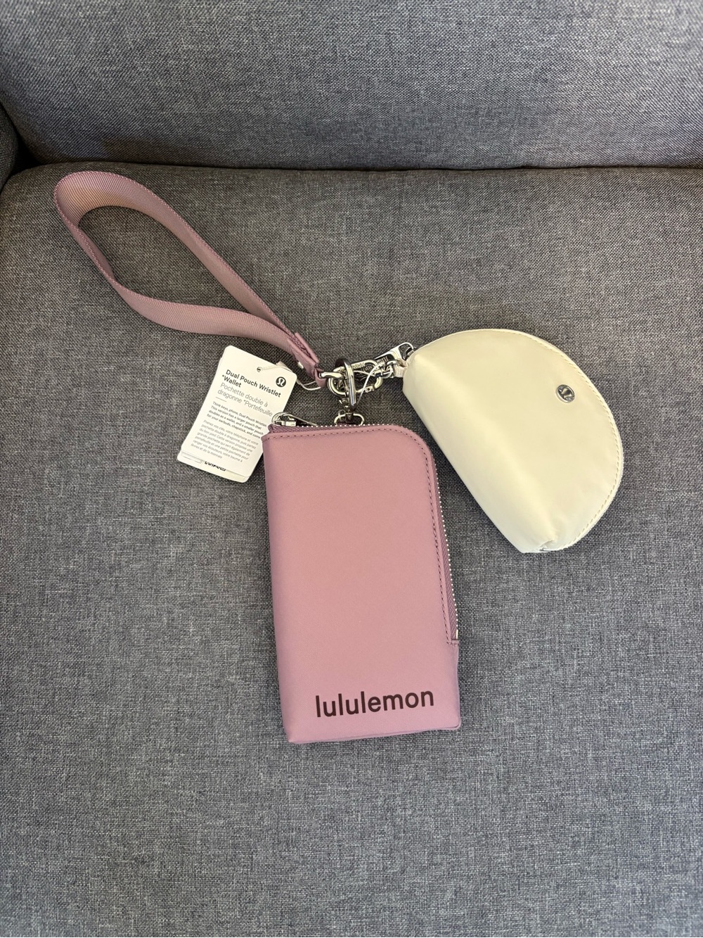 NWT!🍋🍋Lululemon Dual Pouch Wristlet Wallet🍋🍋. Color Lavender Lux/Light Ivory